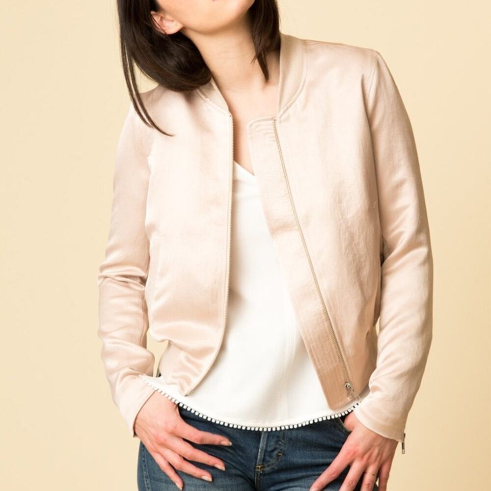 A.L.C. Edison Satin Bomber Jacket in Willow Pink Size XS